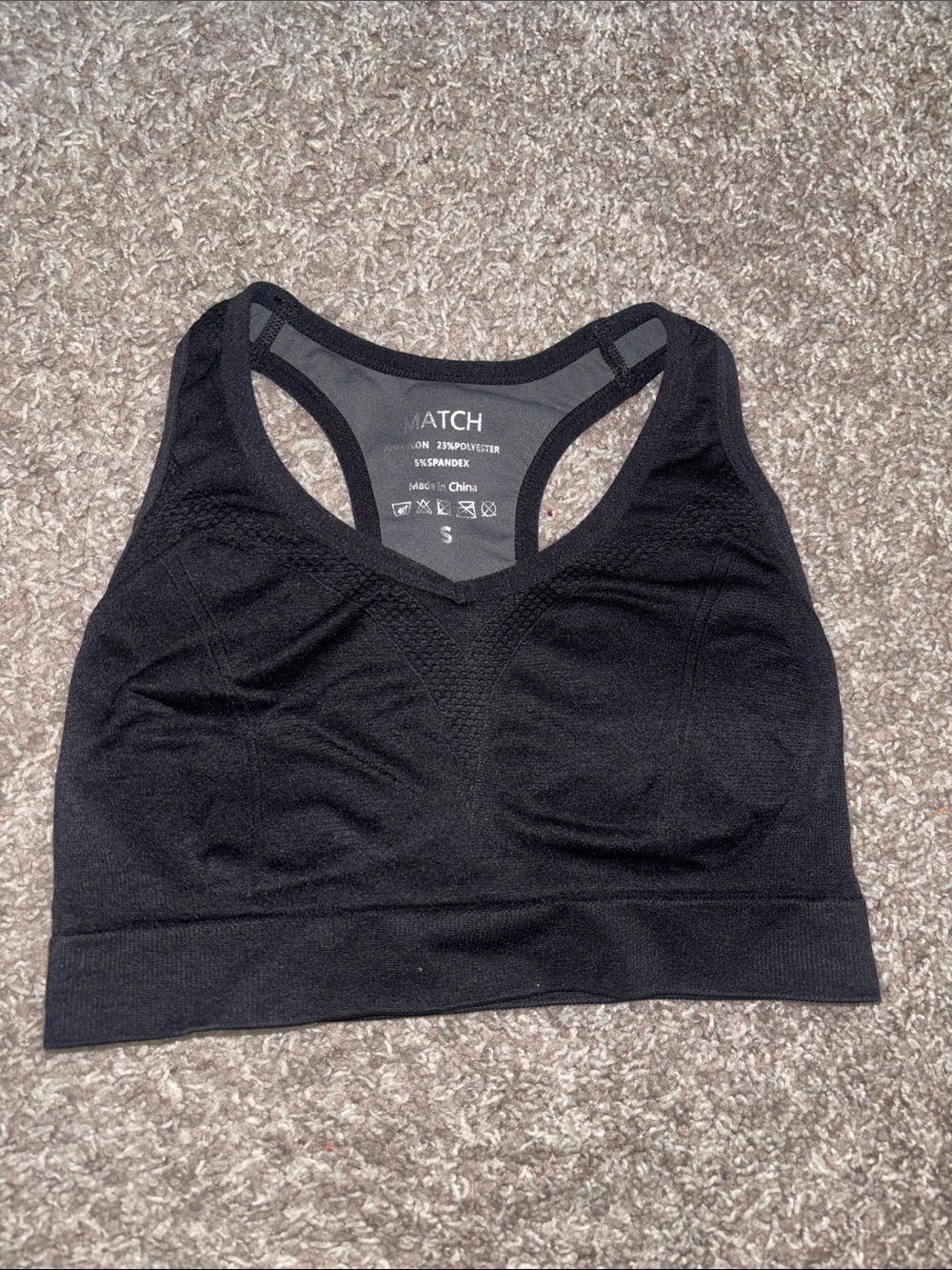 Match Black Racerback Sports Bra